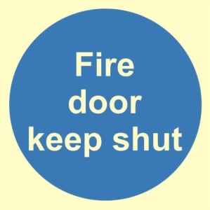 Luminous Fire Door Keep Shut Sign 100mm x 100mm
