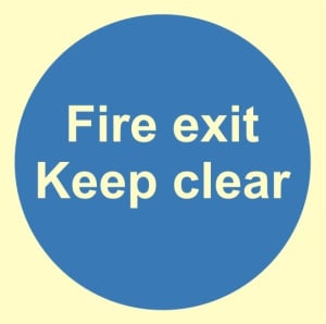 Luminous Fire Exit Keep Clear Sign 100mm x 100mm