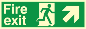 Luminous Self Adhesive PVC Fire Exit Up & Right Running Man Sign 100x300mm