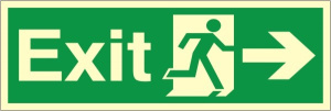 Luminous Self Adhesive PVC Exit Right Running Man Sign 100x300mm