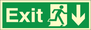 Luminous Self Adhesive PVC Exit Down Running Man Sign 100x300mm