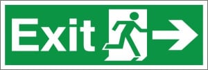 Self Adhesive PVC Exit Right Running Man Sign 100x300mm