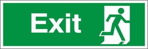 Self Adhesive PVC Exit Final Exit (No Arrow) Running Man Sign 100x300mm