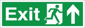Self Adhesive PVC Exit Up/Forward Running Man Sign 100x300mm