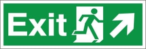 Self Adhesive PVC Exit Up & Right Running Man Sign 100x300mm