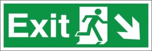 Self Adhesive PVC Exit Down & Right Running Man Sign 100x300mm