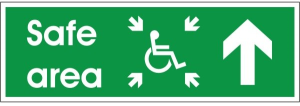 Refuge Safe Area Sign - Up/Forward C/W Self Adhesive