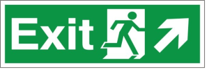 Self Adhesive Exit Up & Right Running Man Sign 400x150mm