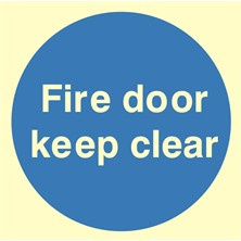 Luminous Fire Door Keep Clear Sign Self Adhesive Vinyl Sticker 100mm x 100mm