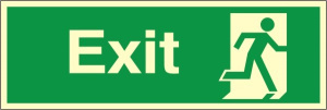 Luminous Self Adhesive Exit Final Exit (No Arrow) Running Man Sign 400x150mm