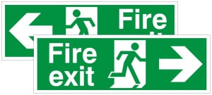 Double Sided Fire Exit Right or Left Foamex Running Man Sign 150x400mm