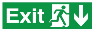 Self Adhesive PVC Exit Down Running Man Sign 600x200mm