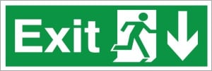 Self Adhesive Exit Down Running Man Sign 600x200mm