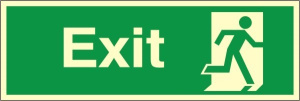 Luminous Self Adhesive Exit Final Exit (No Arrow) Running Man Sign 600x200mm