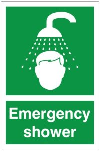 White Rigid PVC Emergency Shower Sign 200mm Wide x 300mm High
