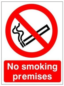 White Rigid PVC No Smoking Premises Sign 150mm Wide x 200mm High