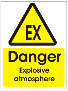 Danger Explosive Atmosphere Sign - 150mm Wide x 200mm High