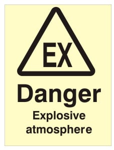 Danger Explosive Atmosphere Sign - 150mm Wide x 200mm High