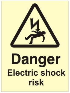 Danger Electric Shock Risk Sign - 150mm Wide x 200mm High