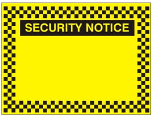 Blank Security Notice Sign - 400mm Wide x 300mm High