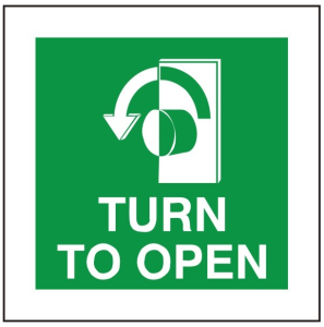 White Rigid PVC Turn To Open Sign (Left) 100mm Wide x 100mm High