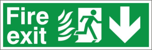 HTM65 Compliant Fire Exit Down - 600 x 200mm White