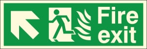 HTM65 Compliant Fire Exit Up / Left - 400 x 150mm Luminous