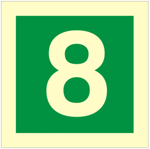 Stairway Identification Luminous Sign Number 8 - 100x100mm