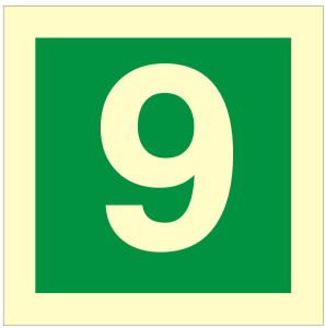 Stairway Identification Luminous Sign Number 9 - 100x100mm