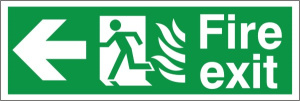 Self Adhesive HTM65 Compliant Fire Exit Left - 400 x 150mm White 