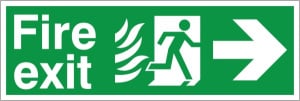 Self Adhesive HTM65 Compliant Fire Exit Right - 600 x 200mm White