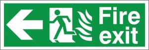 Self Adhesive HTM65 Compliant Fire Exit Left - 600 x 200mm White