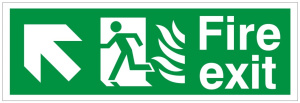 Self Adhesive PVC HTM65 Compliant Fire Exit Up / Left - 600 x 200mm White