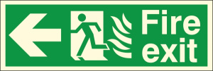 Self Adhesive HTM65 Compliant Fire Exit Left - 400 x 150mm Luminous