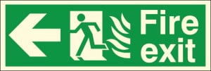 Self Adhesive PVC HTM65 Compliant Fire Exit Left - 600 x 200mm Luminous