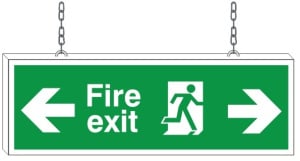 Double Sided Fire Exit Right & Left Foamex Running Man Sign 150x400mm