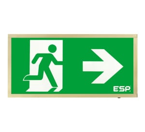 ESP Duceri 3W LED IP20 Emergency Exit Box - Lithium Battery - Brass - Right Arrow (D120RBR)