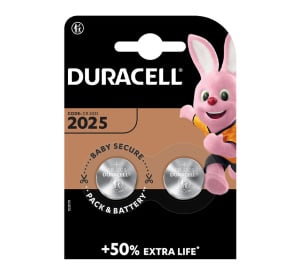 Duracell 3V CR2025 Lithium Coin Cell Battery (Pack of 2) (DL2025)