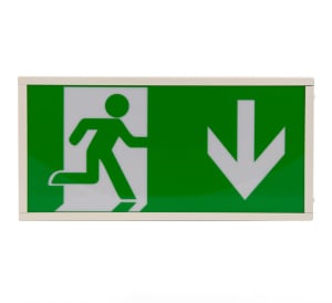 Hispec Rhine 2.5W Universal LED Emergency Exit Box with Self Test (Arrow Down) (HSEM/LEDEBD-ST)