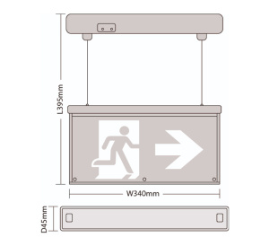 BLE WESTON Hanging Exit Sign c/w Down Arrow Legend (EL-131801)