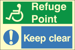Luminous Rigid PVC Refuge Point / Keep Clear Sign 300mm Wide x 200mm High