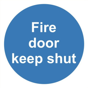 Fire Door Keep Shut Sign C/W Self Adhesive 100mm x 100mm