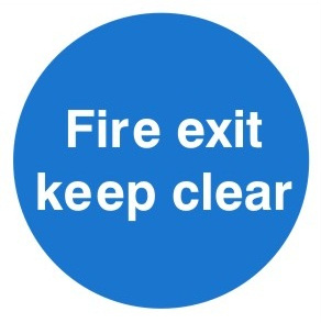 Fire Exit Keep Clear Sign C/W Self Adhesive 200mm x 200mm