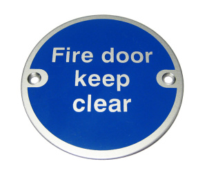 Prestige Fire Door Keep Clear Sign C/W Pre Drilled Screw Holes