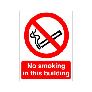 White Rigid PVC No Smoking In This Building Sign
