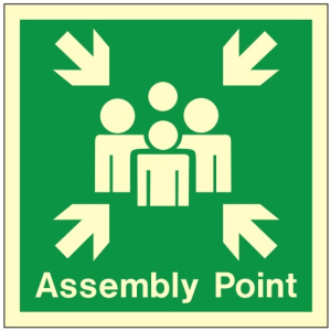 Luminous Rigid PVC Fire Assembly Point Sign 300mm Wide x 300mm High
