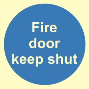 Luminous Fire Door Keep Shut Sign 100mm x 100mm