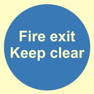 Luminous Fire Exit Keep Clear Sign 200mm x 200mm