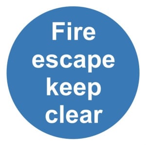 Fire Escape Keep Clear Sign 100mm x 100mm