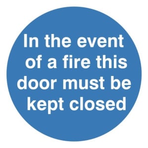In The Event Of A Fire This Door Must Be Kept Closed Sign 100mm x 100mm